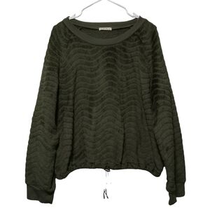 Women sweater long-sleeve green pullover cropped size L